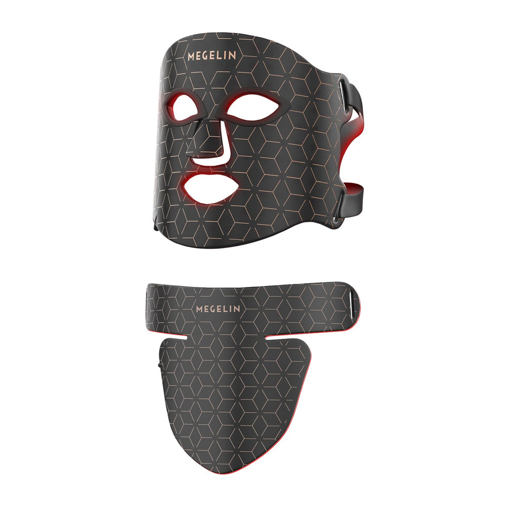 MEGELIN Led Red Light Therapy Face & Neck Mask 7 Colors Led Light Therapy Facial Mask Infrared Red Light Therapy Mask Infrared Light Skin Rejuvenation(Black)