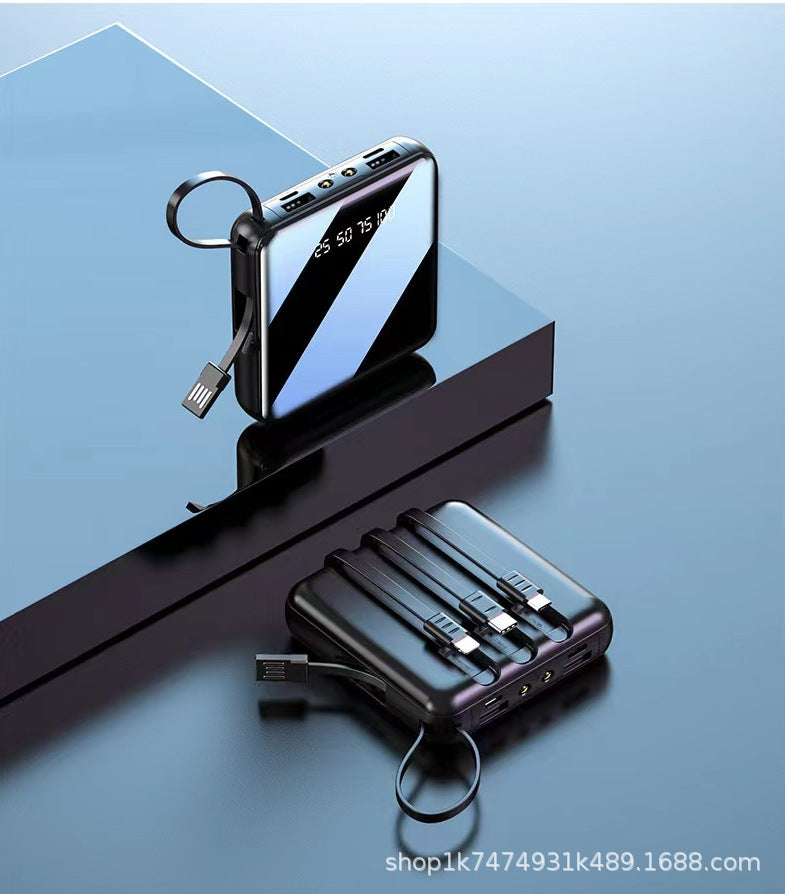 Hanging rope sharing mini phone power bank with built-in cable and large capacity mobile power bank