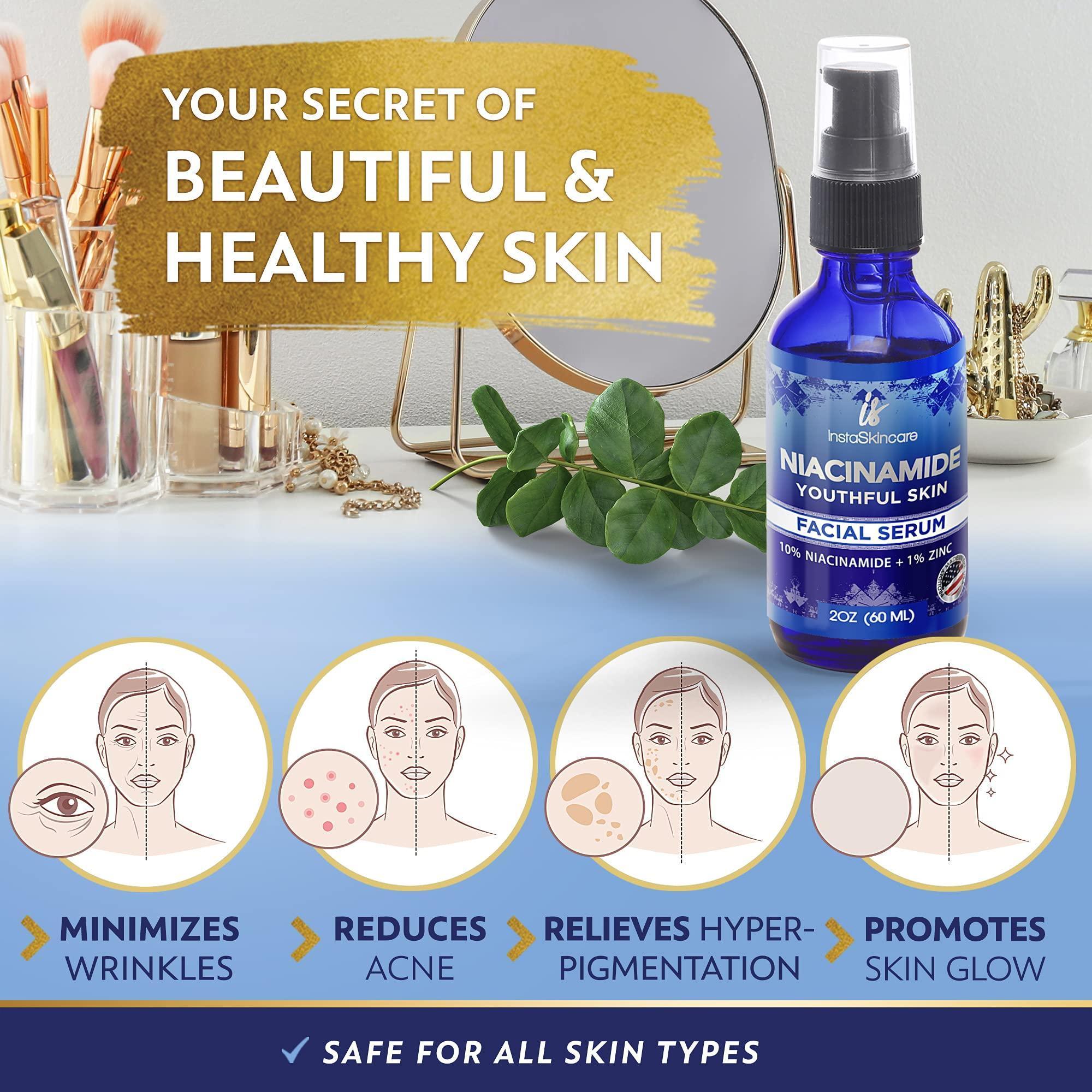 Niacinamide Serum for Face 10% with Zinc 1% Vitamin B3 Serum DOUBLE SIZED 2 oz