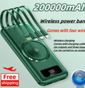 Wireless Power Bank 200000mAh with Built-in Cable (One Set)
